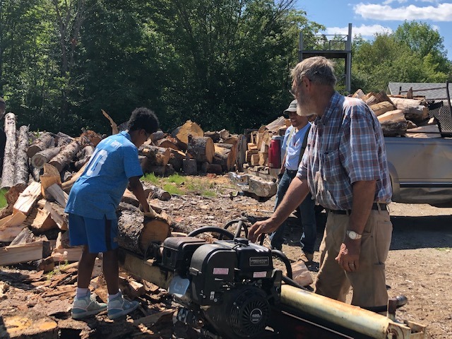 splitting wood